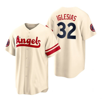 Men's Los Angeles Angels 32 Raisel Iglesias 2022-23 City Connect Cream  Jersey - Bluefink
