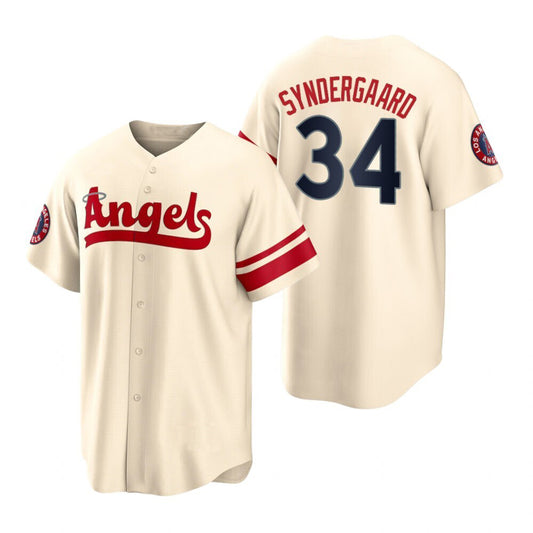 Baseball Los Angeles Angels #34 Noah Syndergaard Cream Stitched 2022 City Connect Jersey Men Youth Women