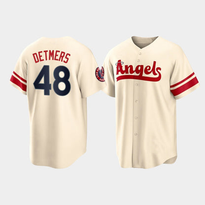 Baseball Los Angeles Angels  #48 Reid Detmers Cream Stitched 2022 City Connect Jersey Men Youth Women