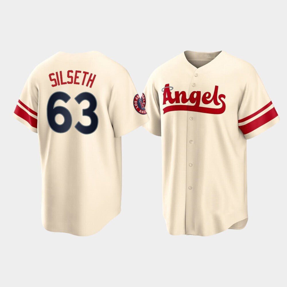 Baseball Los Angeles Angels #63 Chase Silseth Cream Stitched 2022 City Connect Jersey Men Youth Women