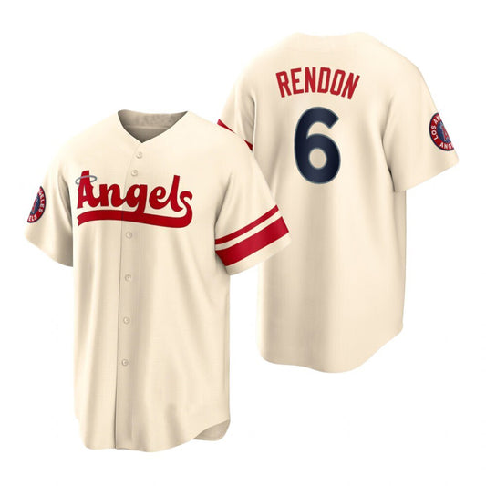 Baseball Los Angeles Angels #6 Anthony Rendon Cream Stitched 2022 City Connect Jersey Men Youth Women