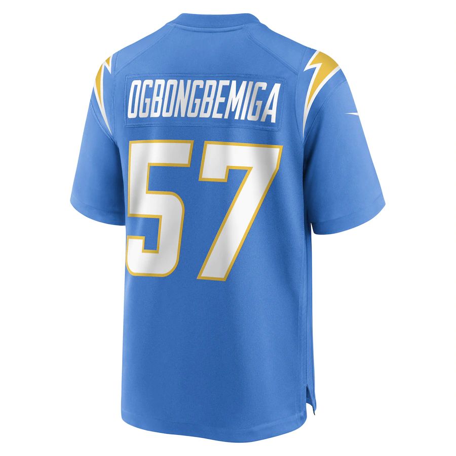 LA.Chargers #57 Amen Ogbongbemiga Powder Blue Game Player Jersey Stitched American Football Jerseys