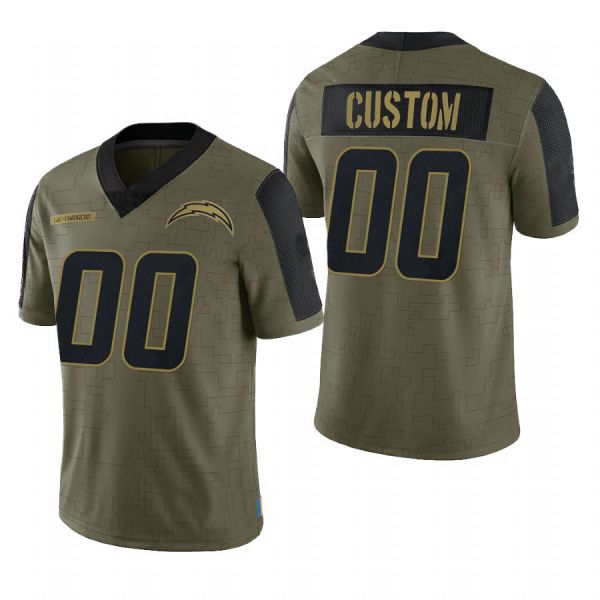 Custom LA.Chargers Olive 2021 Salute To Service Limited Football Jerseys