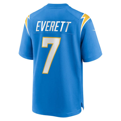 LA.Chargers #7 Gerald Everett Powder Blue Player Game Jersey Stitched American Football Jerseys