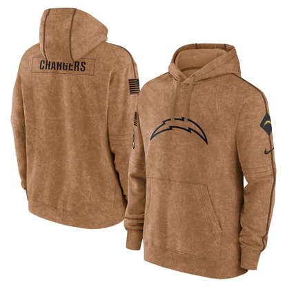 LA.Chargers Blank Brown 2023 Salute To Service Club Pullover Hoodie