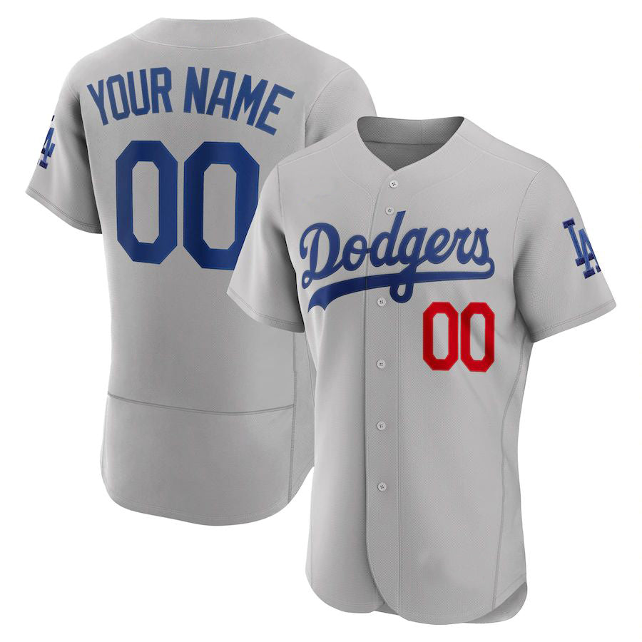 Custom Baseball Los Angeles Dodgers Grey Stitched Jerseys