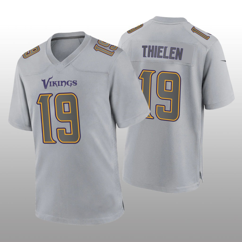 MN.Vikings #19 Adam Thielen Gray Atmosphere Fashion Game Jersey Stitched American Football Jerseys