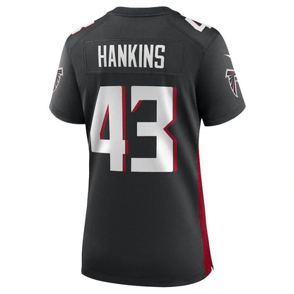 A.Falcons #43 Matt Hankins Black Game Player Jersey Stitched American Football Jerseys