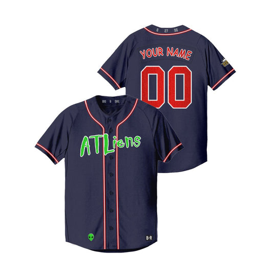 Men's Baseball Atlanta Braves Stitched Custom Navy 25th Anniversary Jersey