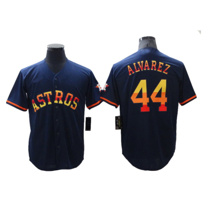 Mens Baseball Houston Astros Yordan Alvarez Navy Rainbow Stitched Jersey