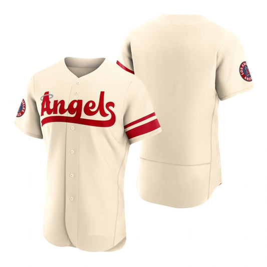 Men Baseball Los Angeles Angels Blank Cream Stitched 2022 City Connect Jersey