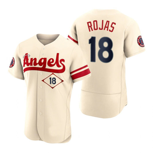 Men Baseball Los Angeles Angels #18 Jose Rojas Cream Stitched 2022 City Connect Jersey