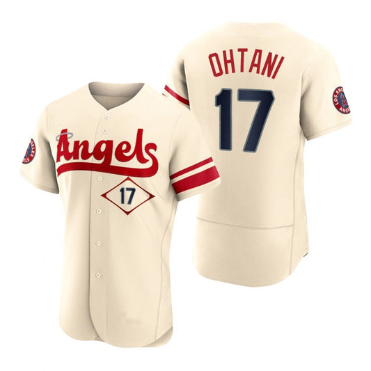 Men Baseball Los Angeles Angels #17 Shohei Ohtani Cream Stitched 2022 City Connect Jersey