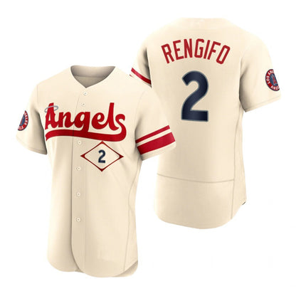 Men Baseball Los Angeles Angels #2 Luis Rengifo Cream Stitched 2022 City Connect Jersey