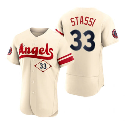 Men Baseball Los Angeles Angels #33 Max Stassi Cream Stitched 2022 City Connect Jersey