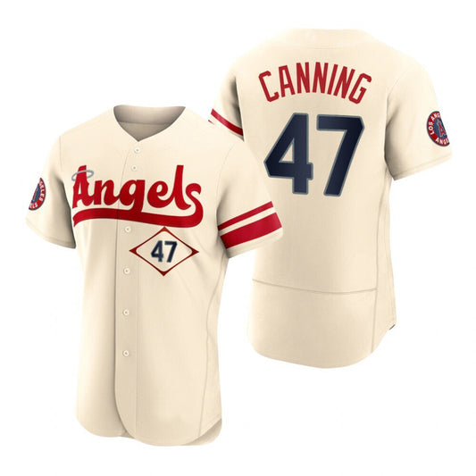 Men Baseball Los Angeles Angels #47 Griffin Canning Cream Stitched 2022 City Connect Jersey
