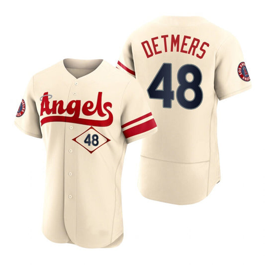 Men Baseball Los Angeles Angels #48 Reid Detmers Cream Stitched 2022 City Connect Jersey