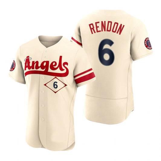 Men Baseball Los Angeles Angels #6 Anthony Rendon Cream Stitched 2022 City Connect Jersey