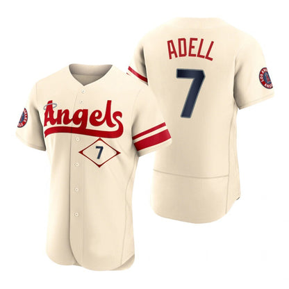 Men Baseball Los Angeles Angels #7 Jo Adell Cream Stitched 2022 City Connect Jersey