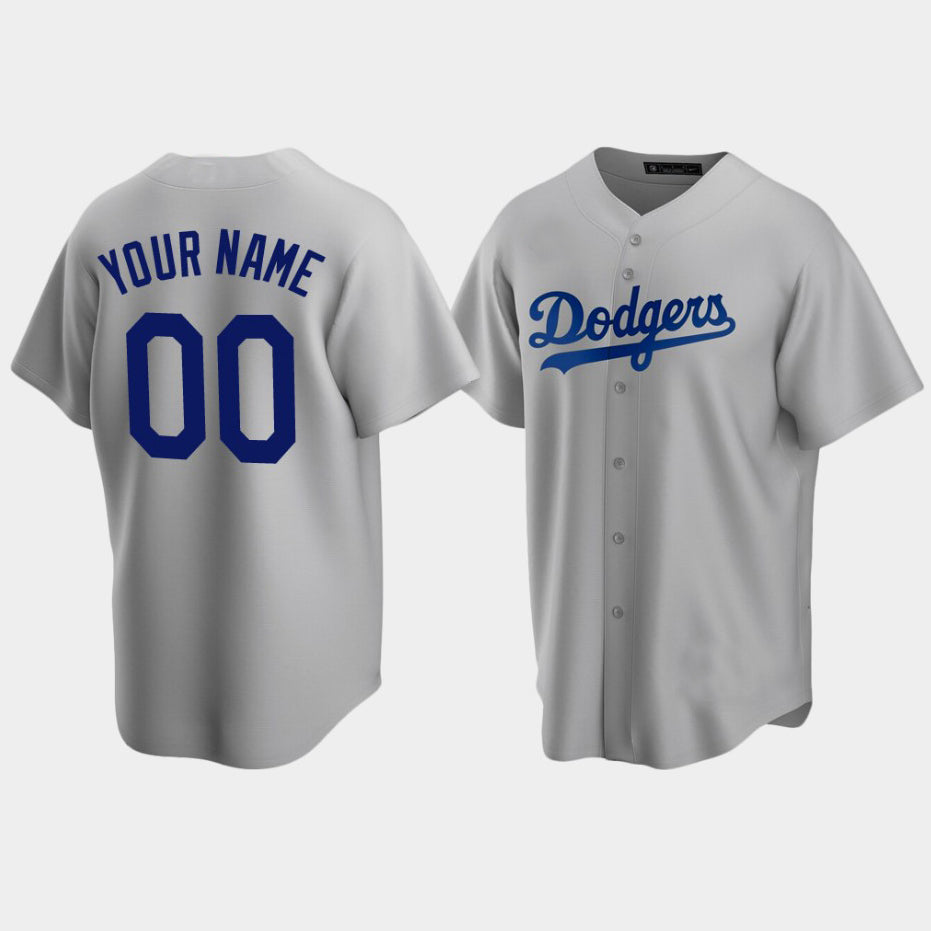 Custom Baseball Los Angeles Dodgers Grey Stitched Jerseys