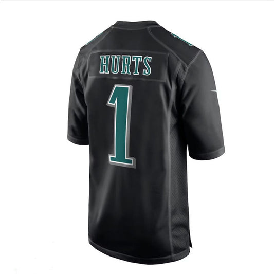 P.Eagles #1 Jalen Hurts Black Super Bowl LVII Patch Fashion Game Jersey Stitched American Football Jerseys
