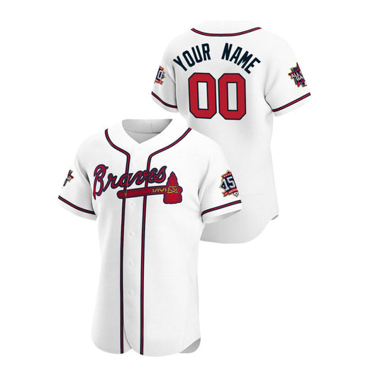 Mens Custom Atlanta Braves Stitched White Baseball Jersey Game Patch 2021 All Star 150th