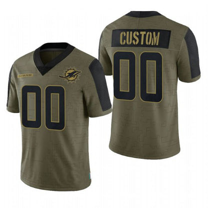 Custom M.Dolphins Olive 2021 Salute To Service Limited Football Jersey