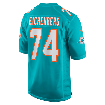 M.Dolphins #74 Liam Eichenberg Aqua Game Jersey Stitched American Football Jerseys