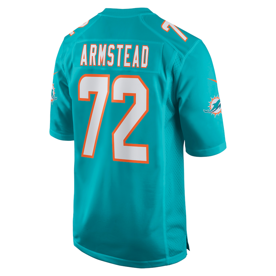 M.Dolphins #72 Terron Armstead Aqua Game Jersey Stitched American Football Jerseys