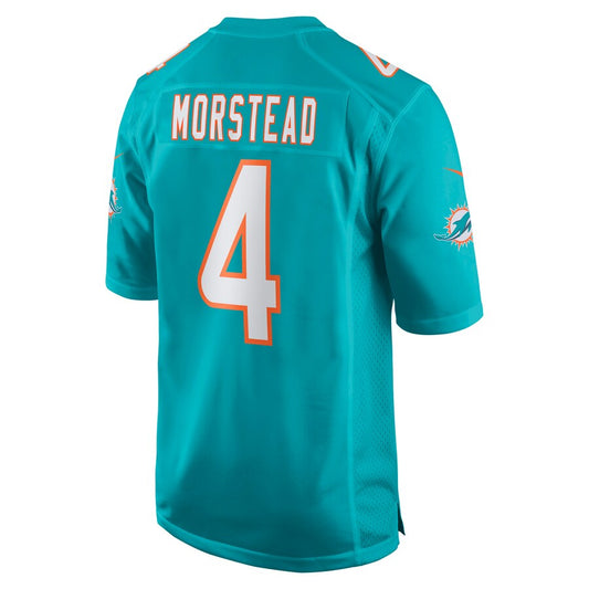 M.Dolphins #4 Thomas Morstead Aqua Game Jersey Stitched American Football Jerseys