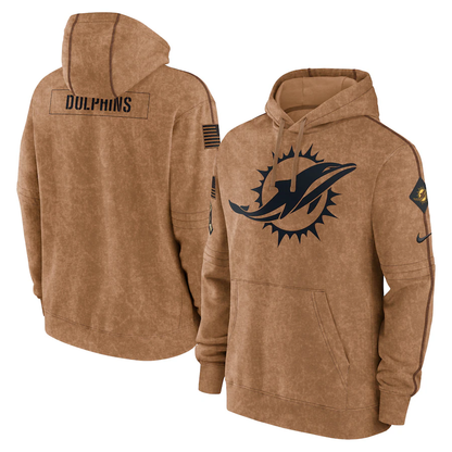 M.Dolphins Blank Brown 2023 Salute To Service Club Pullover Hoodie