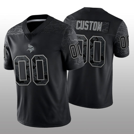 Custom Football Minnesota Vikings Stitched Black RFLCTV Limited Jersey