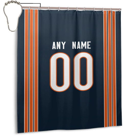 Custom Football Chicago Bears style personalized shower curtain custom design name and number set of 12 shower curtain hooks Rings