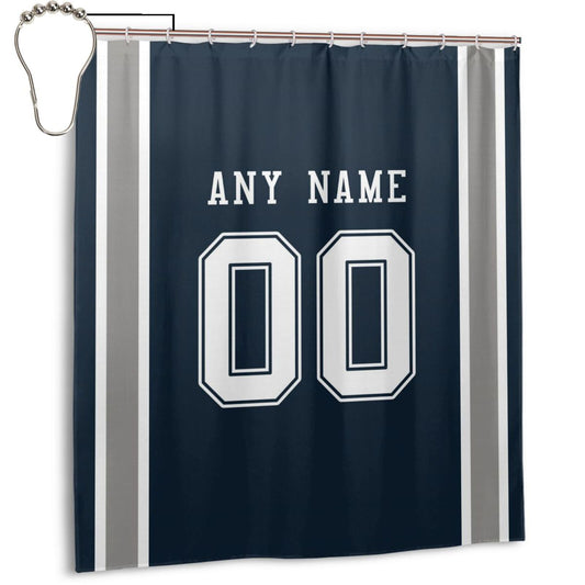 Custom Football Dallas Cowboys style personalized shower curtain custom design name and number set of 12 shower curtain hooks Rings