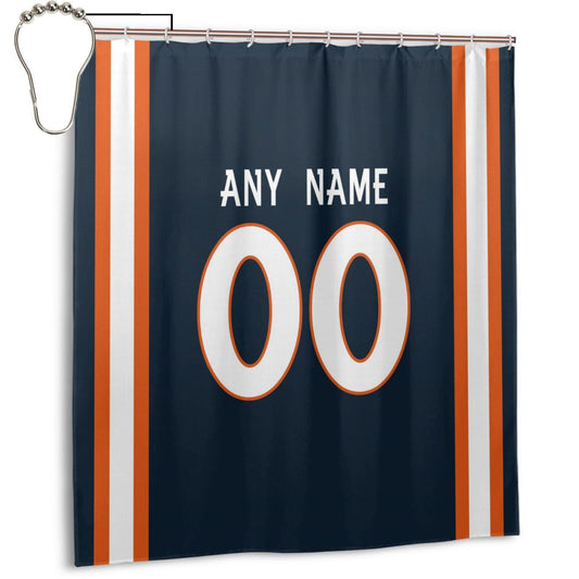 Custom Football Denver Broncos style personalized shower curtain custom design name and number set of 12 shower curtain hooks Rings