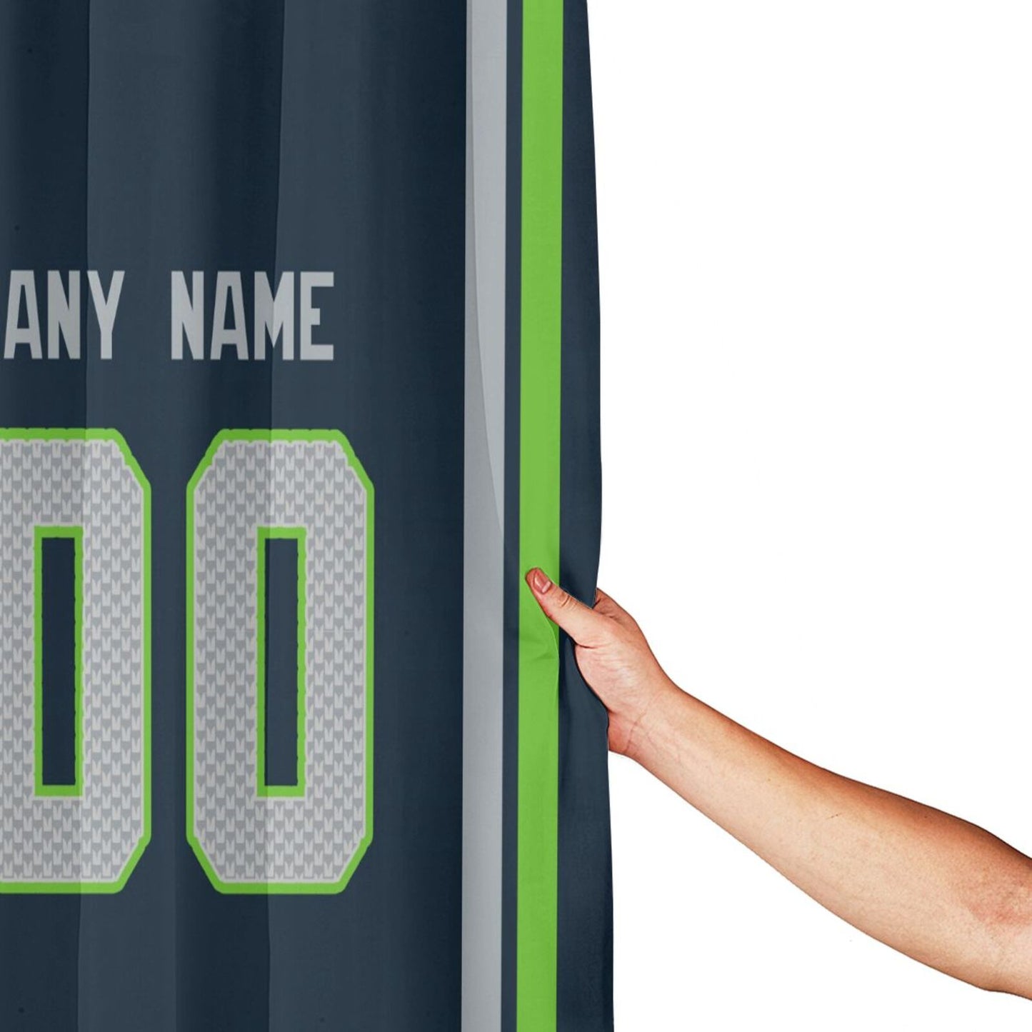 Custom Football Seattle Seahawks style personalized shower curtain custom design name and number set of 12 shower curtain hooks Rings