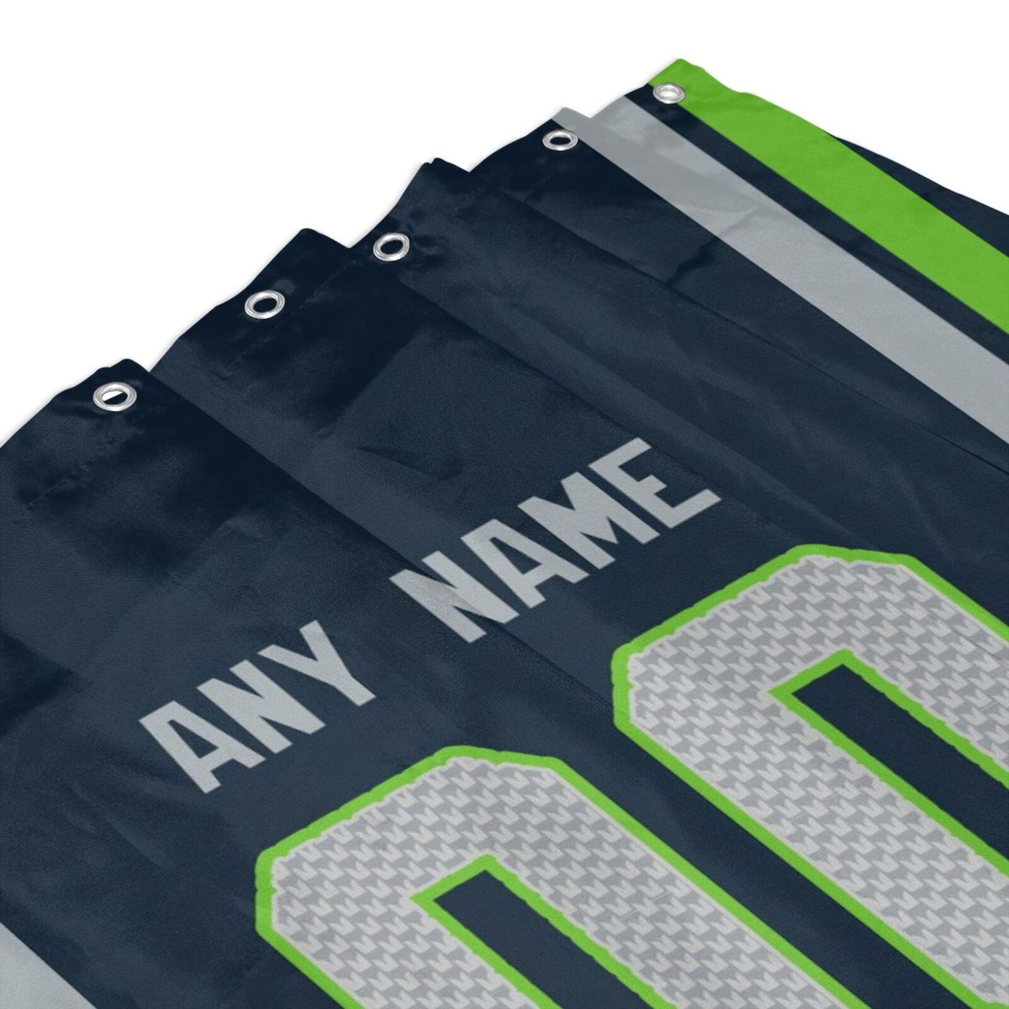 Custom Football Seattle Seahawks style personalized shower curtain custom design name and number set of 12 shower curtain hooks Rings