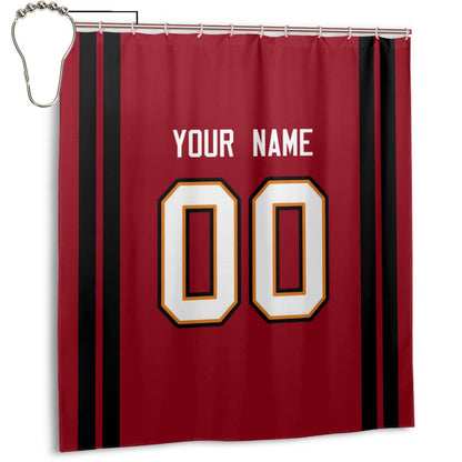 Custom Football Tampa Bay Buccaneers style personalized shower curtain custom design name and number set of 12 shower curtain hooks Rings