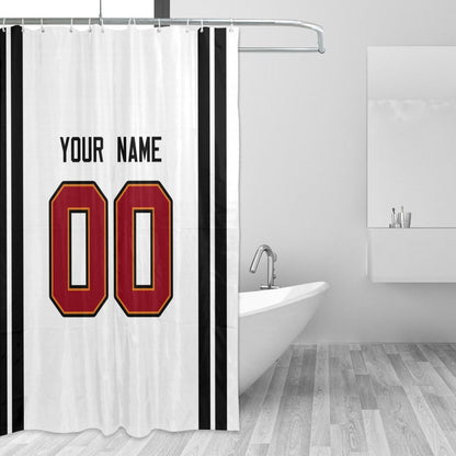 Custom Football Tampa Bay Buccaneers style personalized shower curtain custom design name and number set of 12 shower curtain hooks Rings