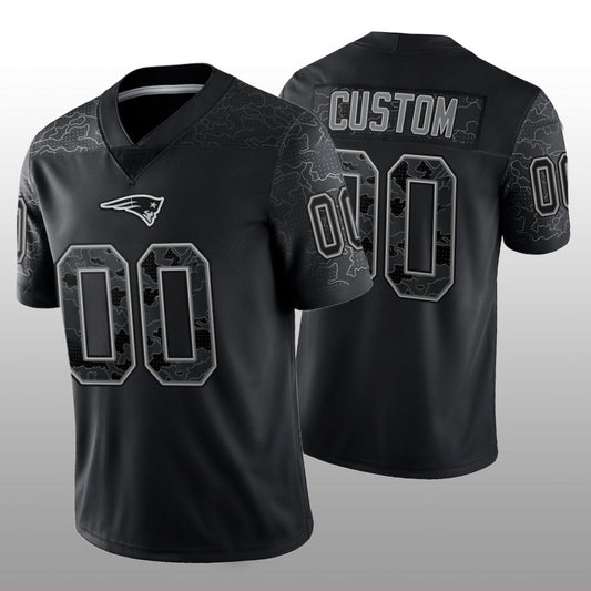 Custom Football New England Patriots Stitched Black RFLCTV Limited Jersey