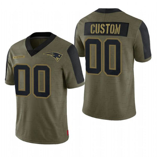 Custom NE.Patriots Olive 2022 Salute To Service Limited Football Jerseys