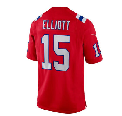 NE.Patriots #15 Ezekiel Elliott Red Alternate Game Stitched Jersey