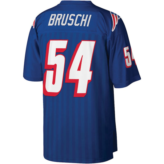 NE.Patriots #54 Tedy Bruschi Mitchell & Ness Royal Legacy Replica Jersey Stitched American Football Jerseys