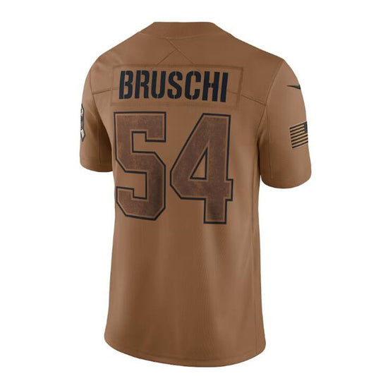 NE.Patriots #54 Tedy Bruschi Brown 2023 Salute To Service Retired Player Limited Jersey Stitched American Football Jerseys