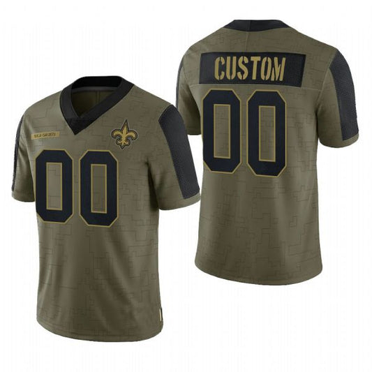 Custom Football New Orleans Saints Olive 2021 Salute To Service Limited Jersey