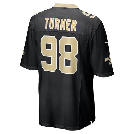 NO.Saints #98 Payton Turner Black 2021 Draft First Round Pick Game Jersey Stitched American Football Jerseys