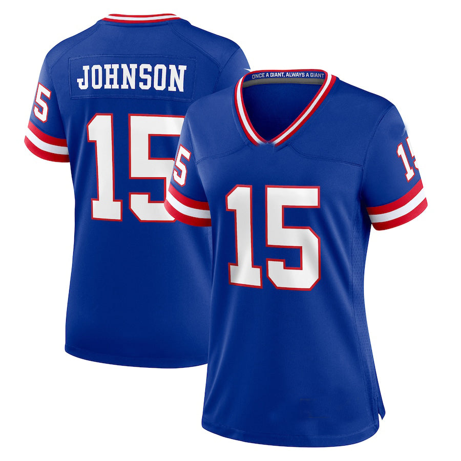 Football Jerseys NY.Giants #15 Collin Johnson Royal Classic Player Game Stitched American Jersey