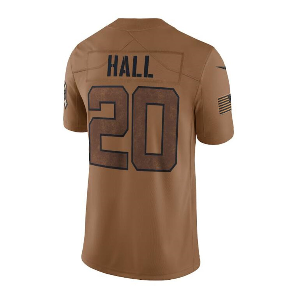 NY.Jets #20 Breece Hall Brown 2023 Salute To Service Limited Jersey Stitched American Football Jerseys