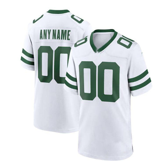 Custom New York Jets White Legacy Game Jersey Stitched Football Jerseys