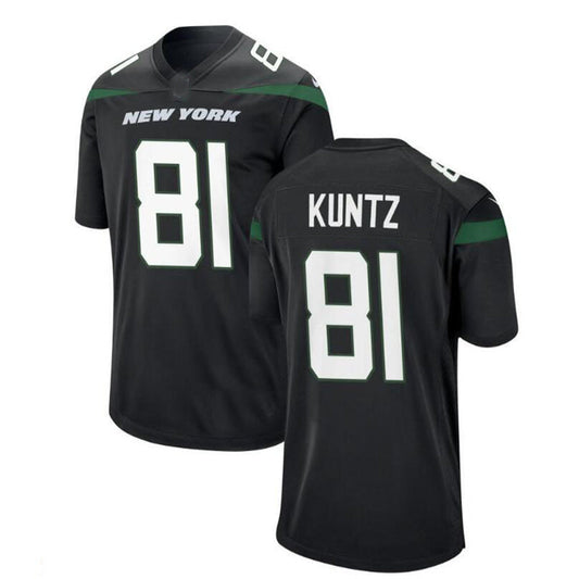 NY.Jets #81 Zack Kuntz Game Jersey - Black Stitched American Football Jerseys